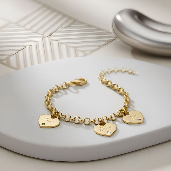 Custom Heart Birthstone Bracelet For Mom - Picture 2