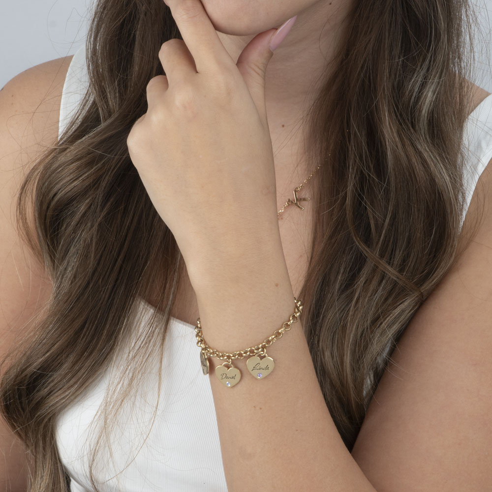 Custom Heart Birthstone Bracelet For Mom