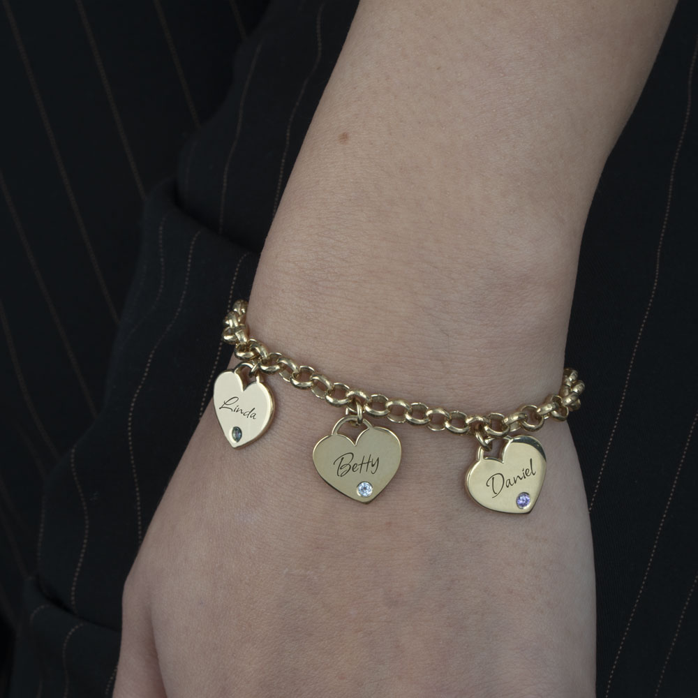 Custom Heart Birthstone Bracelet For Mom