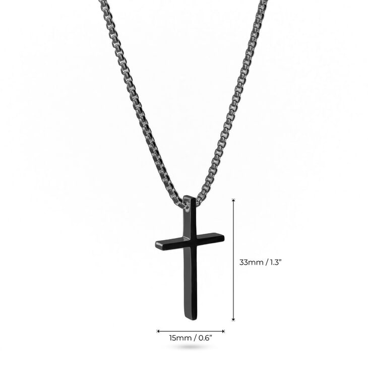 Engraved Black Cross Necklace for Him information