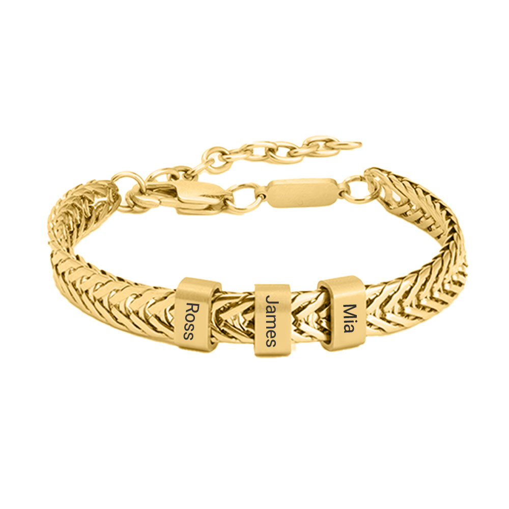 Personalized Gold Stainless Steel Dad Bracelet