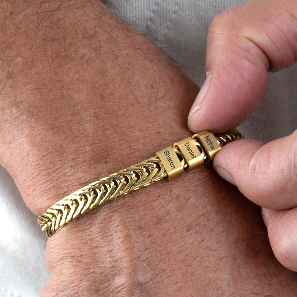 Personalized Gold Stainless Steel Dad Bracelet