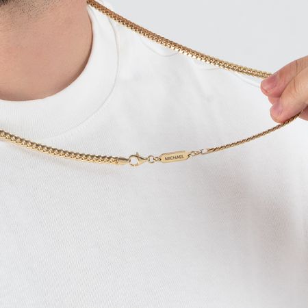 Personalized Cuban Chain Necklace with Engraved Bar