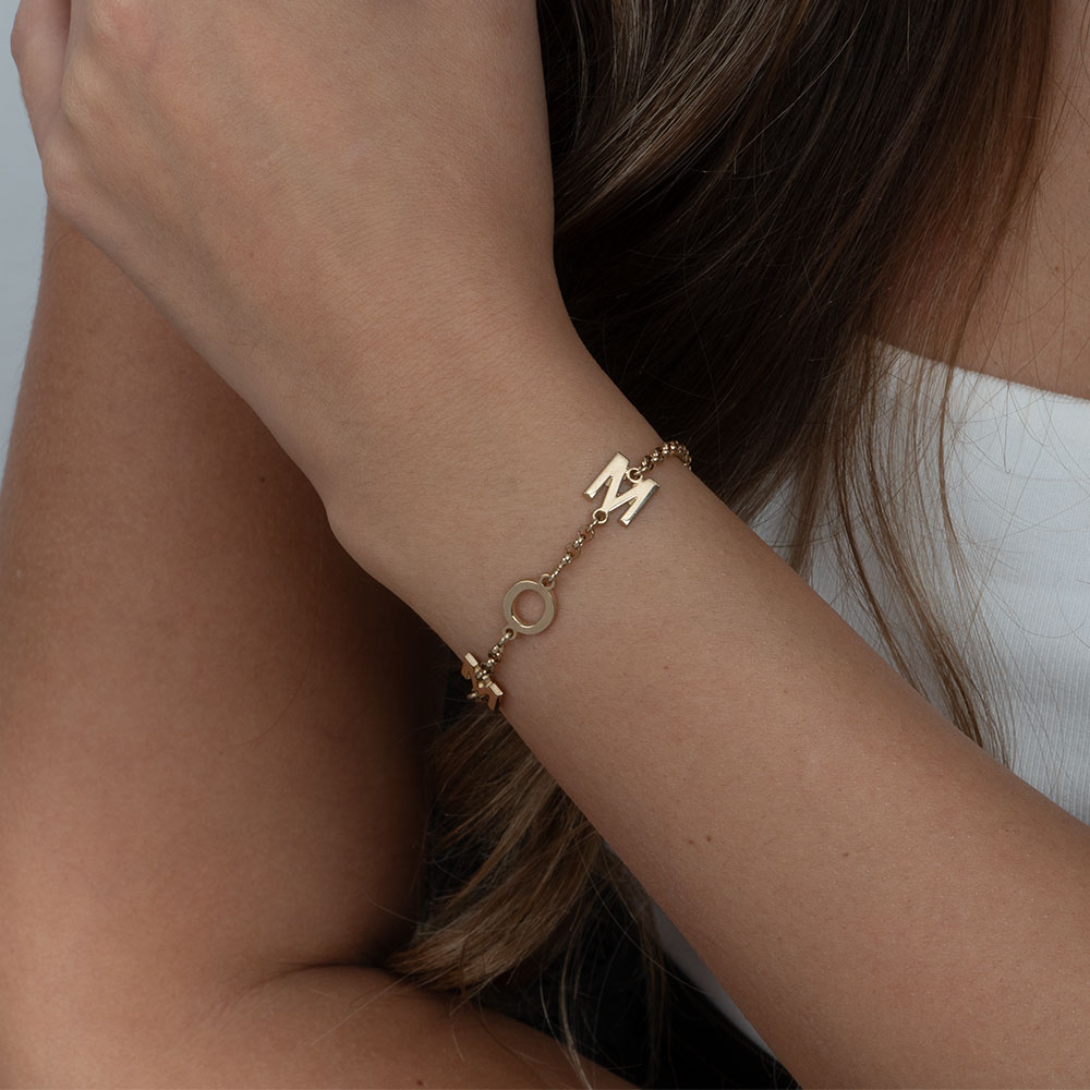 Mom Bracelet with Spaced Letters