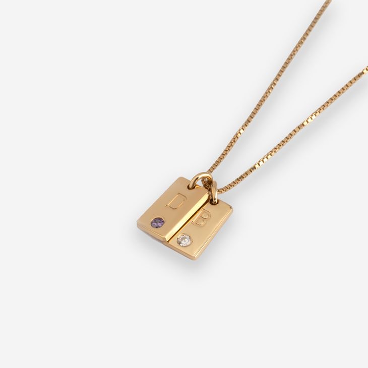 Custom Mother's Birthstone Necklace with Initial Charms information