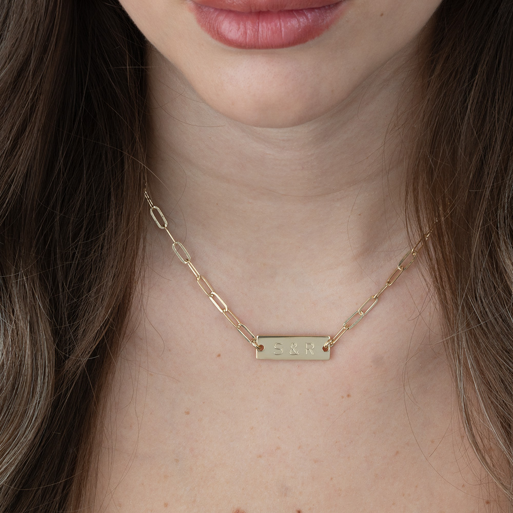Two Initials Bar Necklace