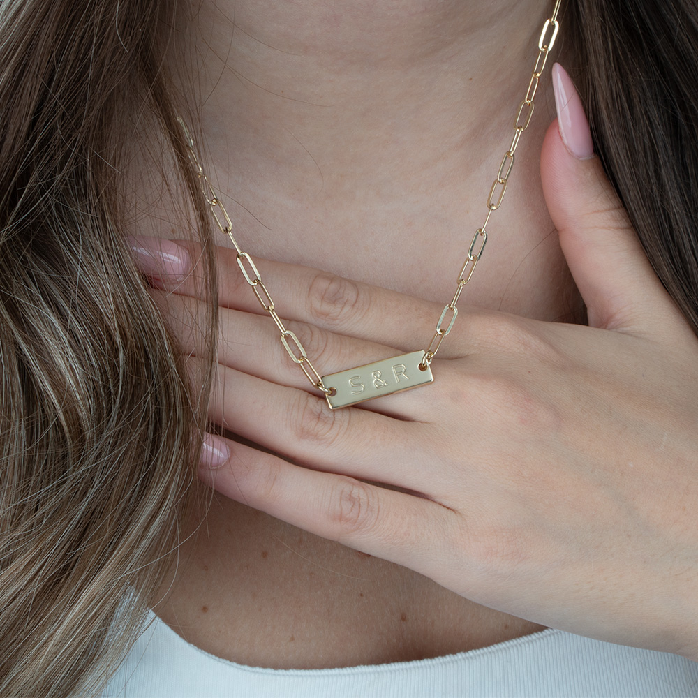 Two Initials Bar Necklace