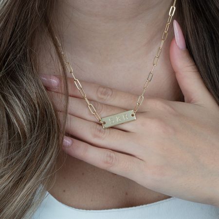 Two Initials Bar Necklace
