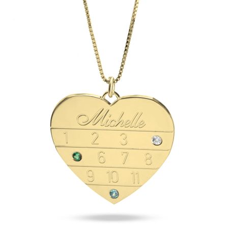 Personalised Heart Birthstone Necklace | Merci Maman