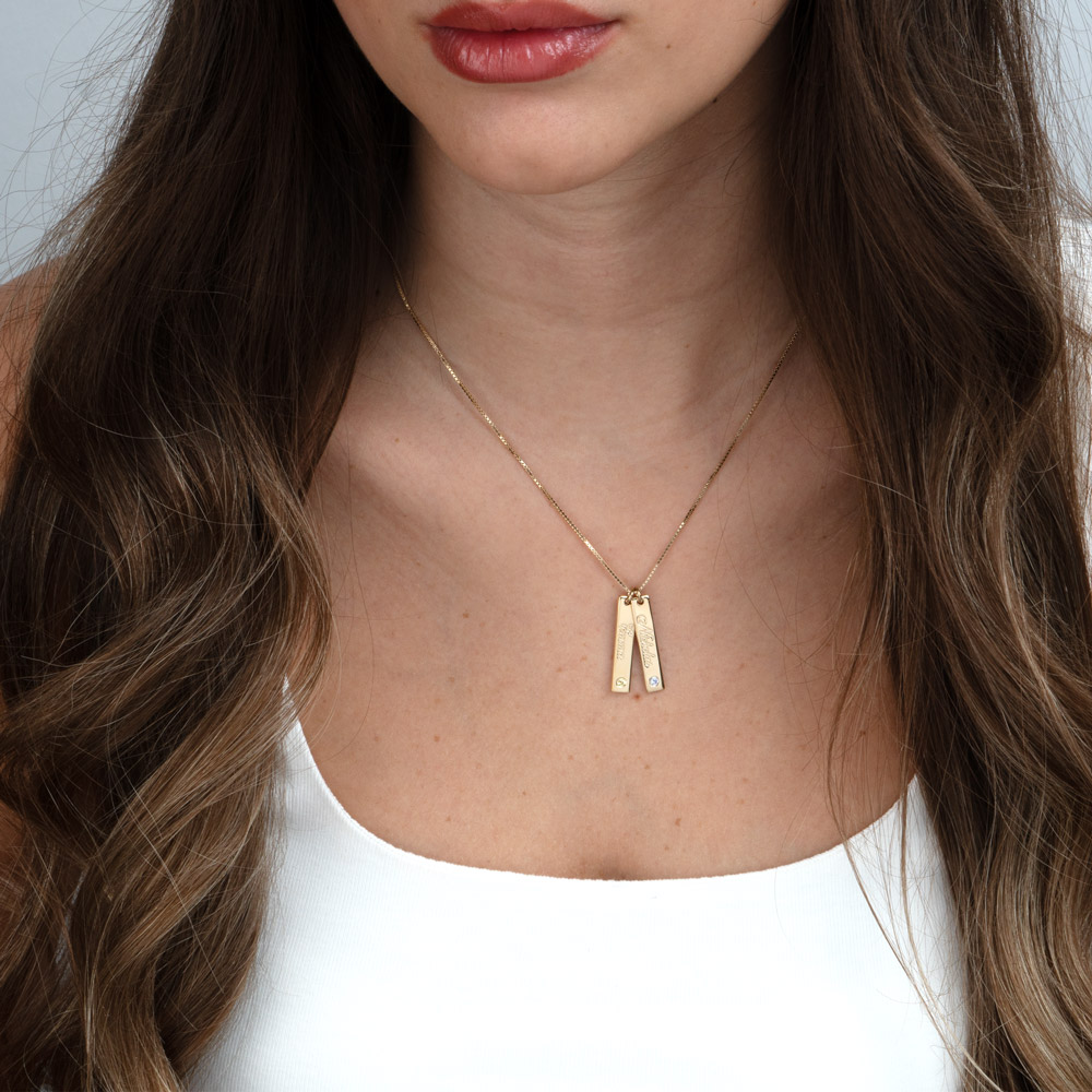 Multi-Bar Necklace with Personalized Names and Birthstones