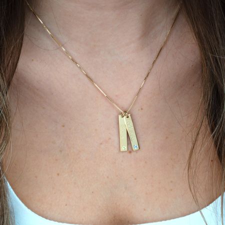 Multi-Bar Necklace with Personalized Names and Birthstones
