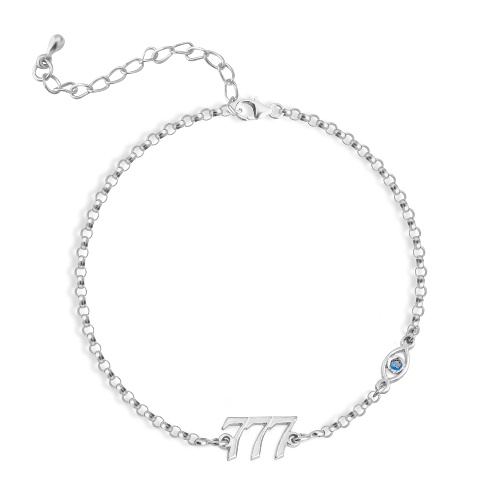 Angel Number Bracelet with Evil Eye Charm