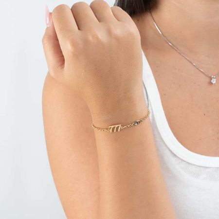 Angel Number Bracelet with Evil Eye Charm