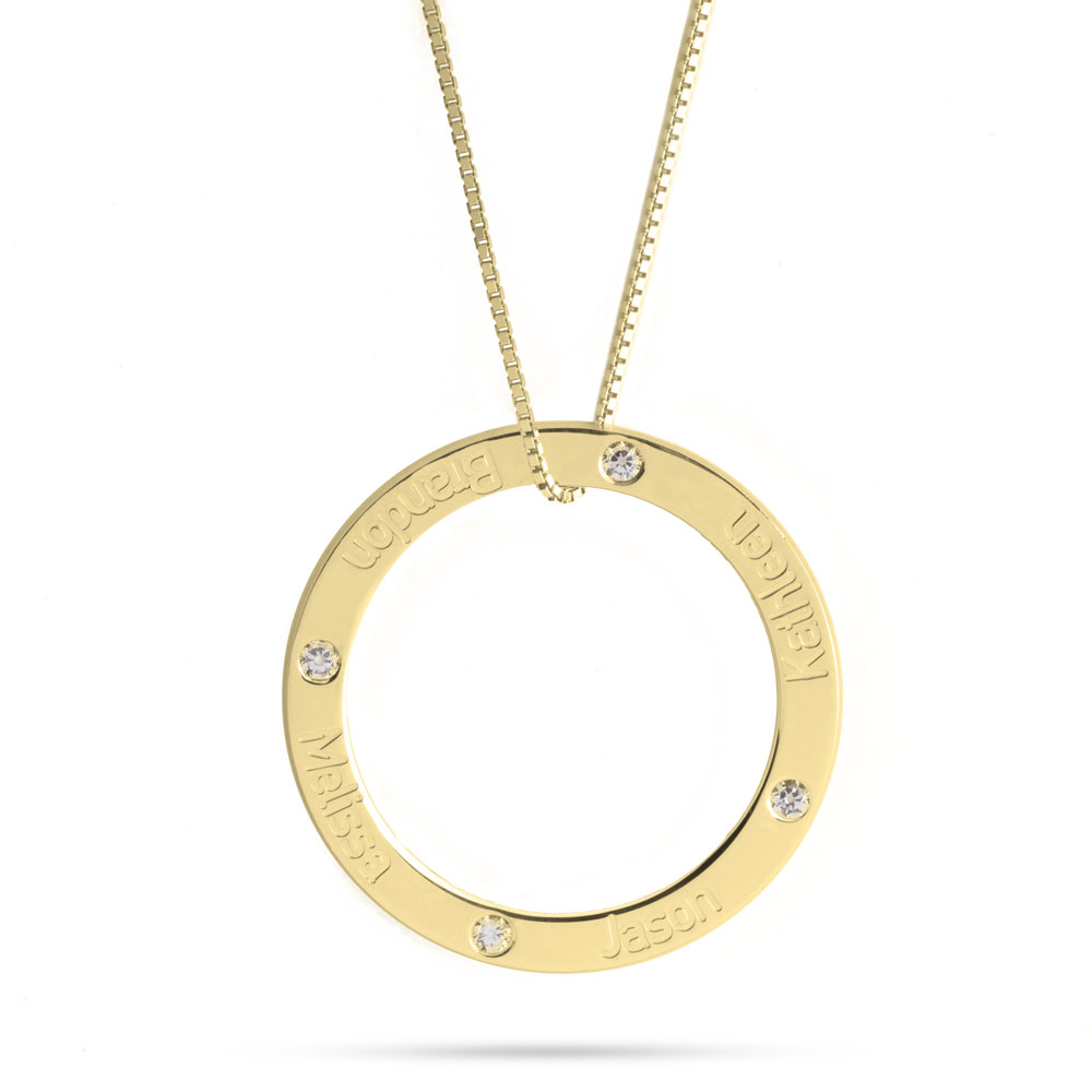 Custom Engraved Diamond Hoop Necklace for Moms