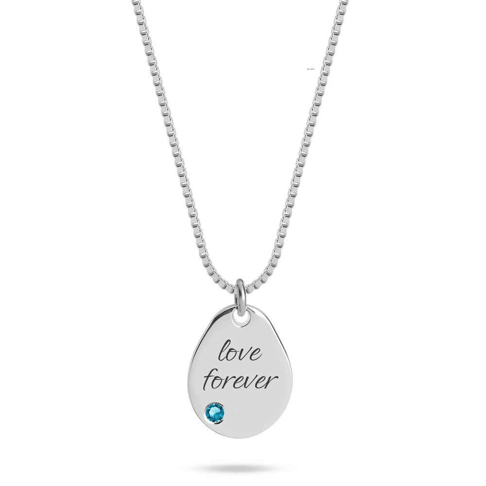 Personalized Engraved Birthstone Drop Necklace