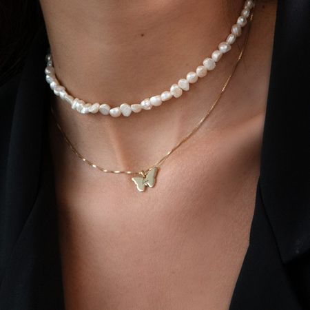 Delicate Engraved Butterfly Necklace 