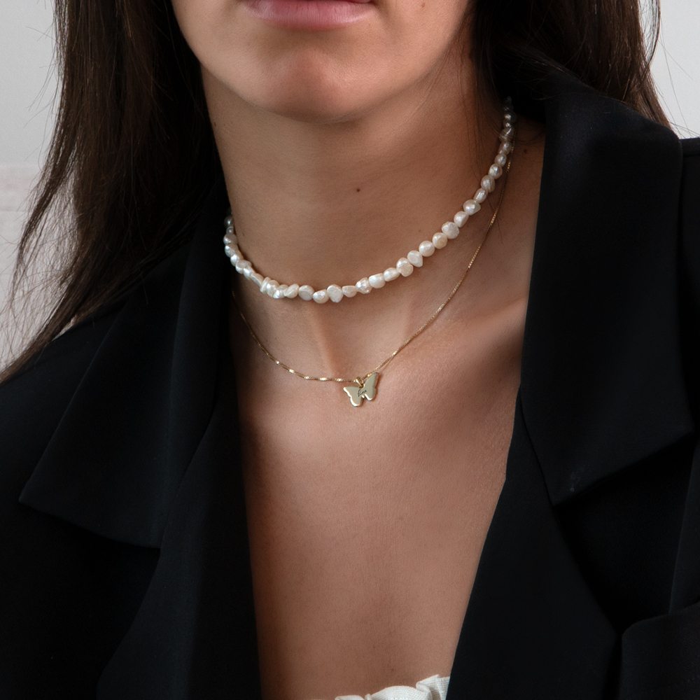 Delicate Engraved Butterfly Necklace 