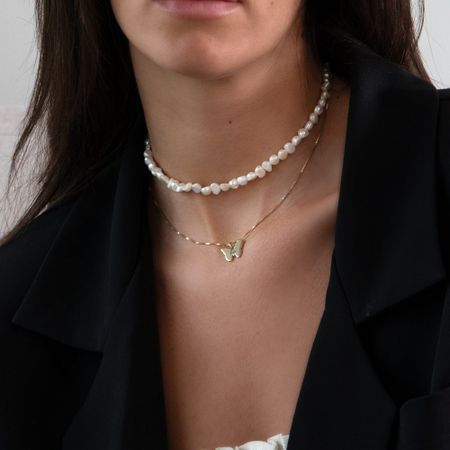 Delicate Engraved Butterfly Necklace 