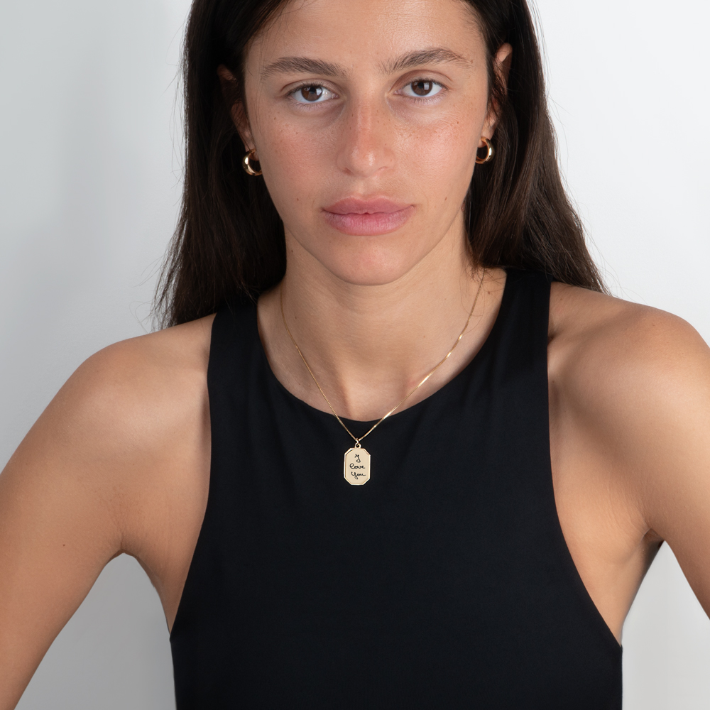 Custom Engraved Octagon Pendant with Handwriting