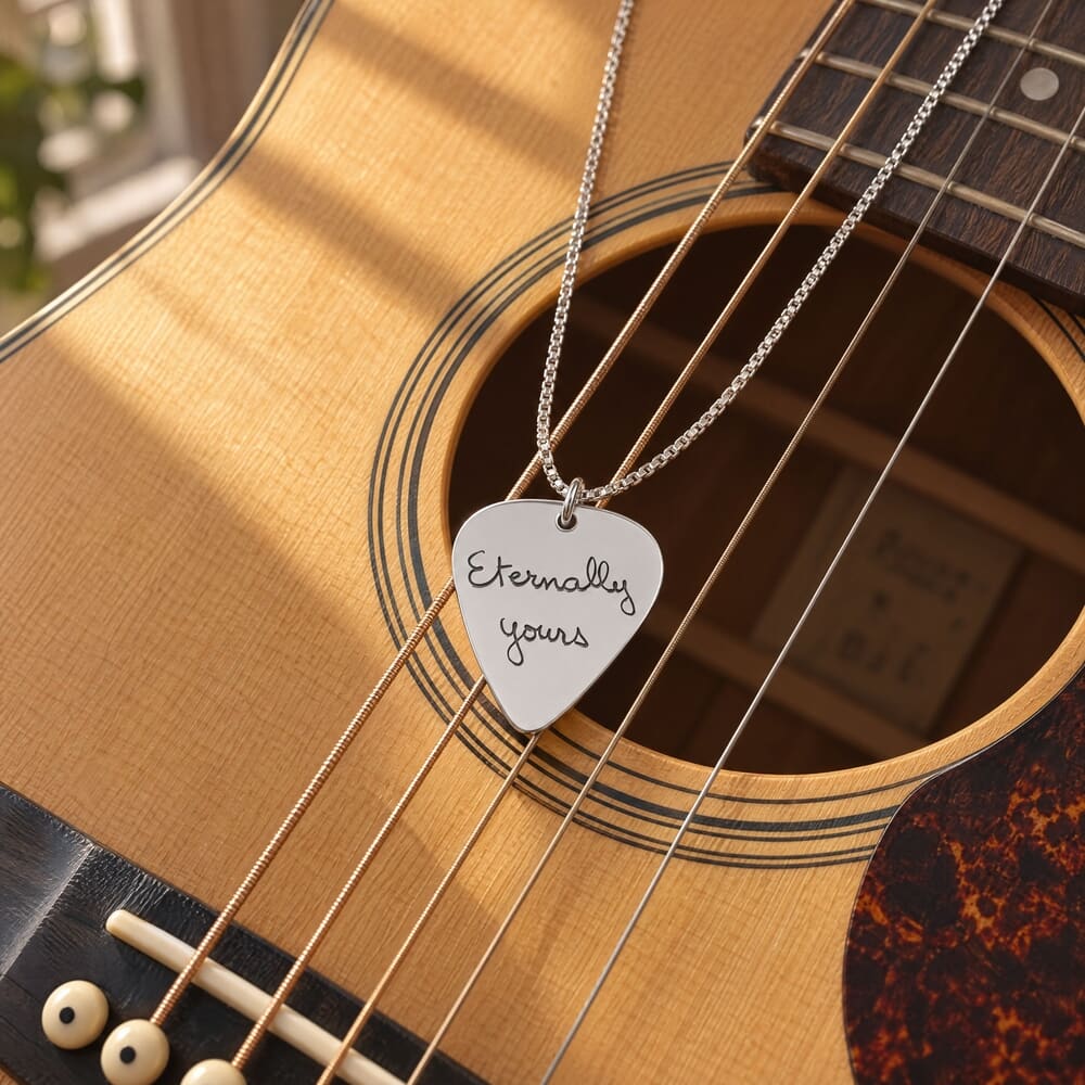 Personalized Handwriting Guitar Pick Necklace