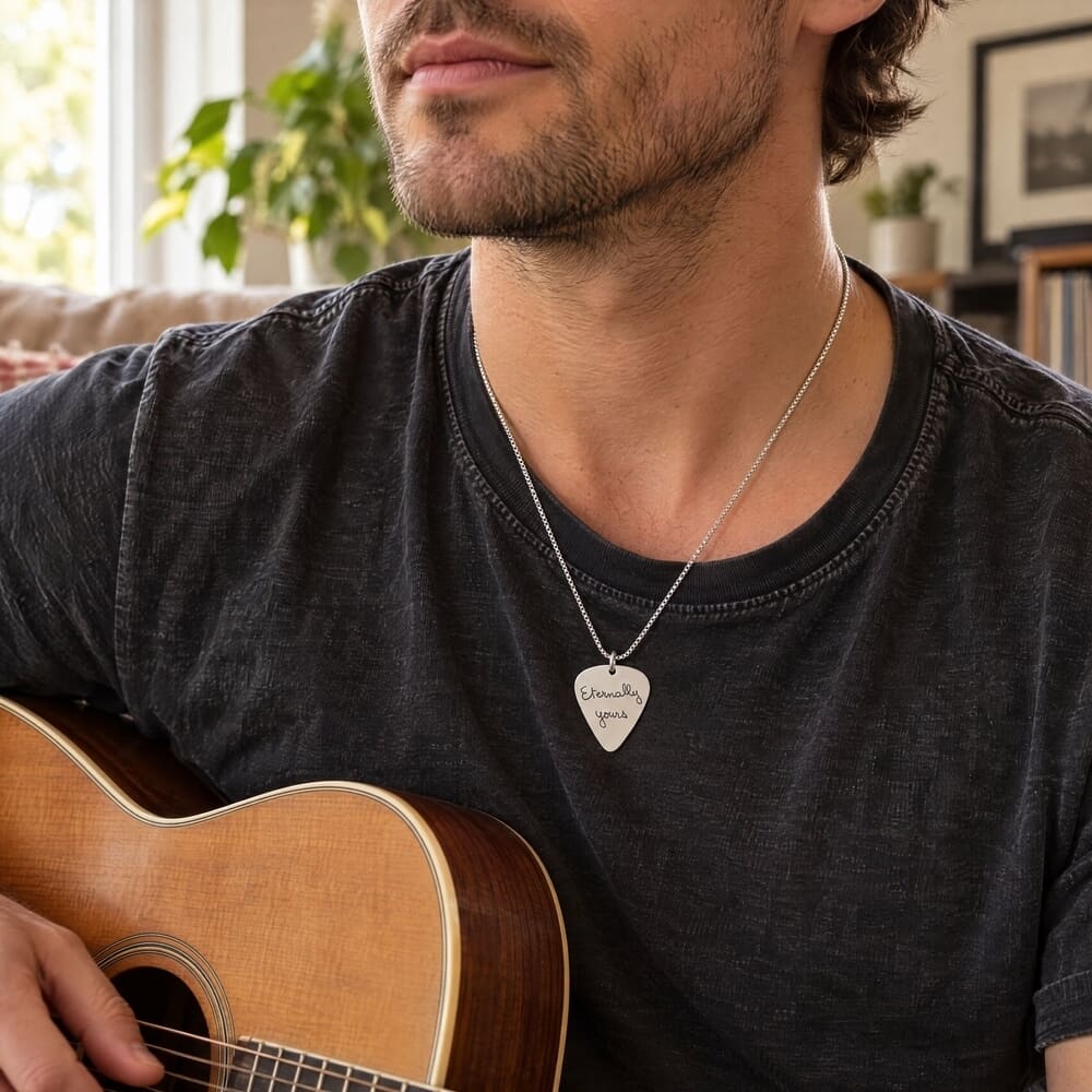 Personalized Handwriting Guitar Pick Necklace