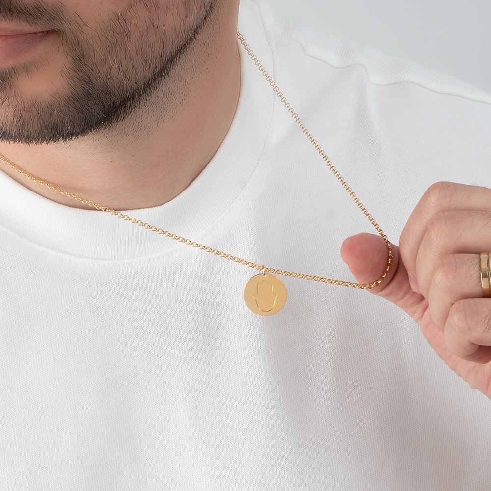 Men’s Personalized Hamsa Necklace with Hidden Message