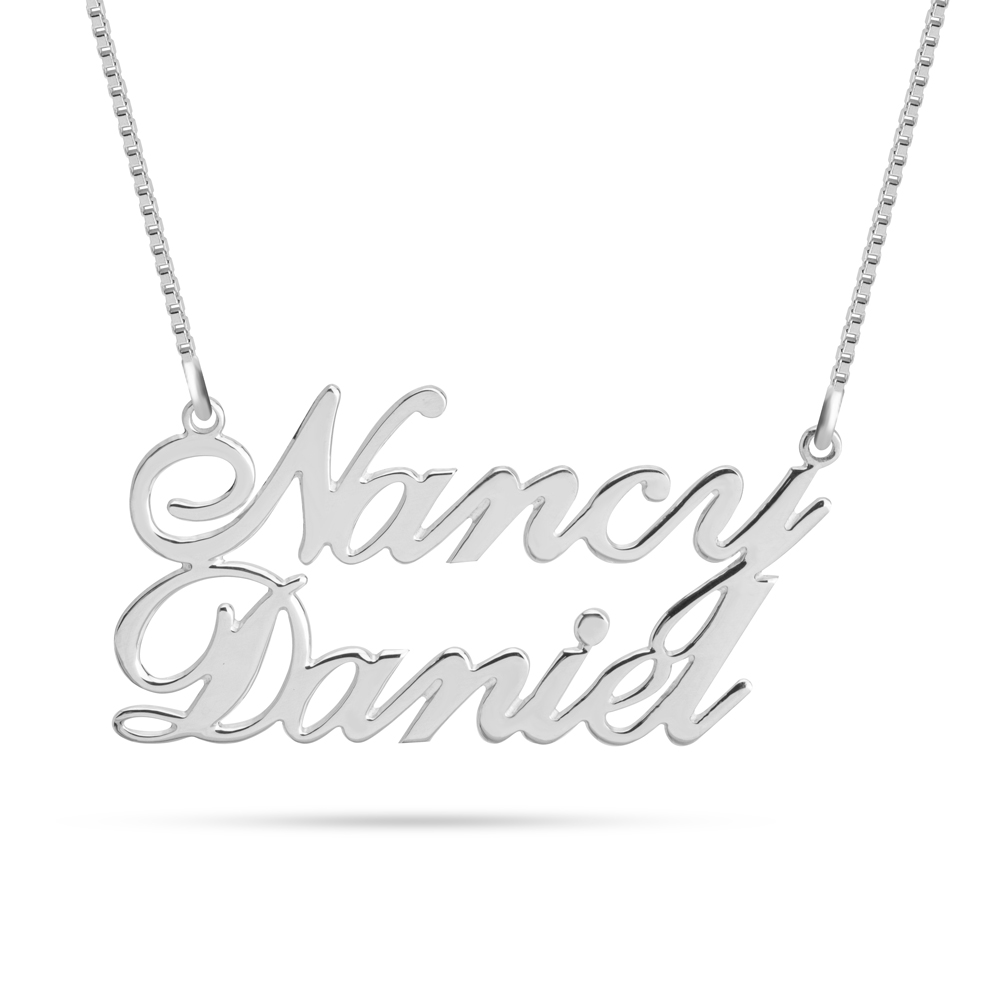 thumbnail image 2 of Personalized Sterling Silver Script Name Plate Necklace – Any Name, 16" Or 18" Chain Included 2 of 3