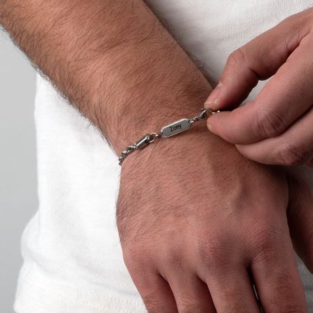 Engraved Rope Chain Bracelet for Him