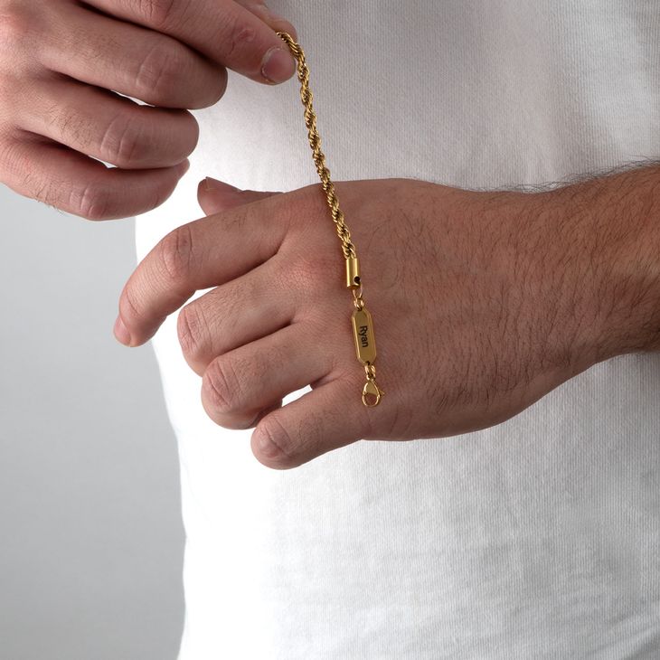 Engraved Rope Chain Bracelet for Him model