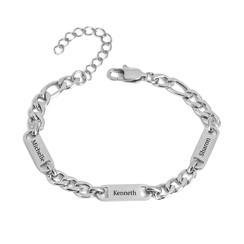 Men’s Personalized Bracelet with Multiple Name Plate