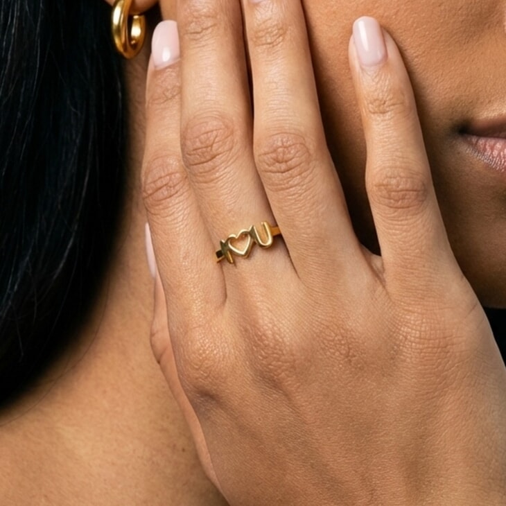 Double Initial Heart Ring – Personalized Minimalist Ring for Her - Picture 2