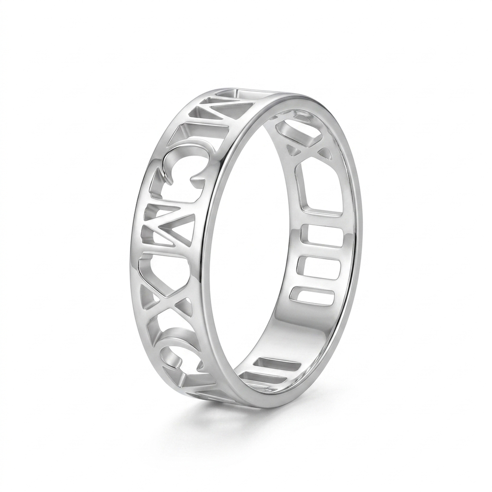 Custom Men's Roman Numeral Ring - Sterling Silver