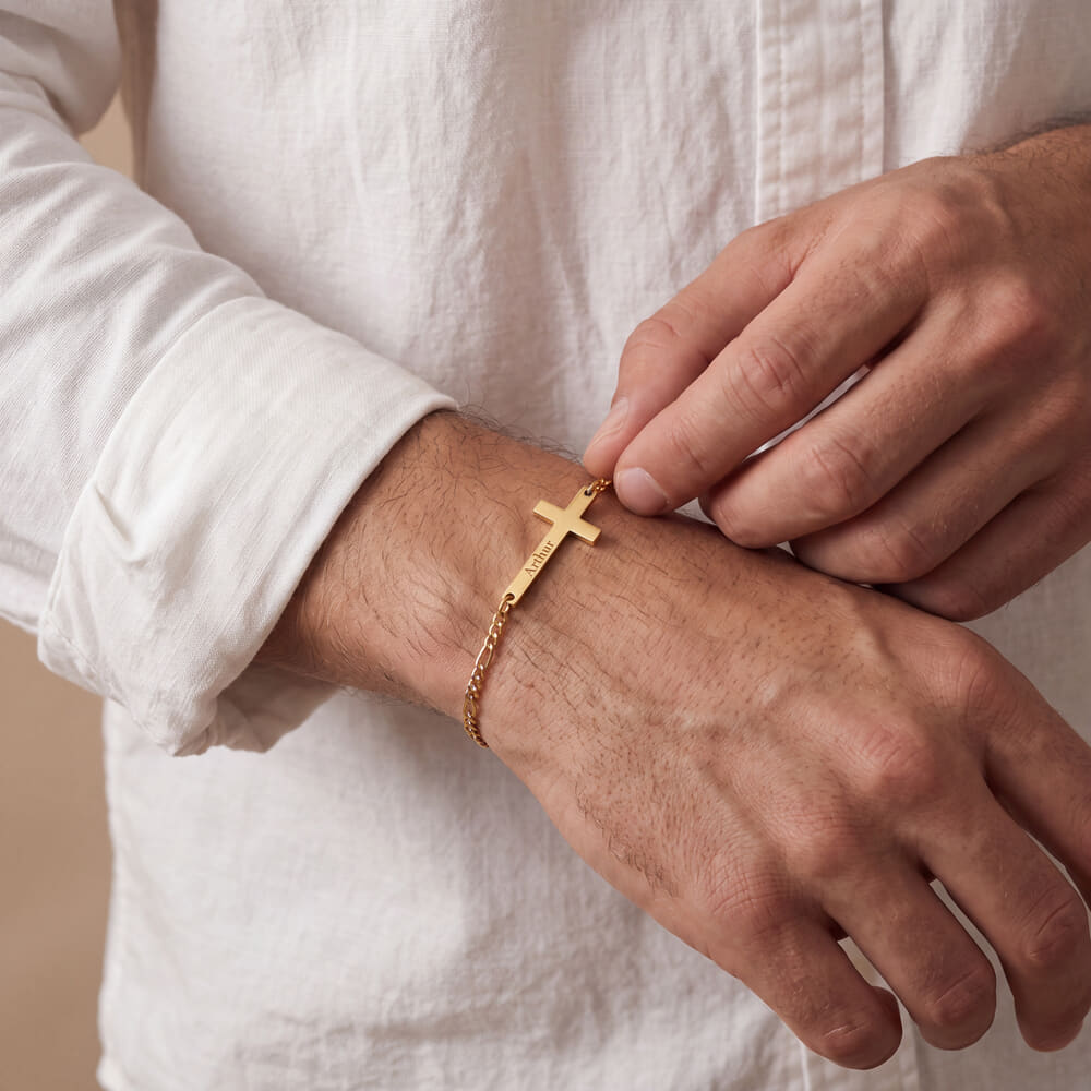 Pulsera de cruz personalizada para hombre