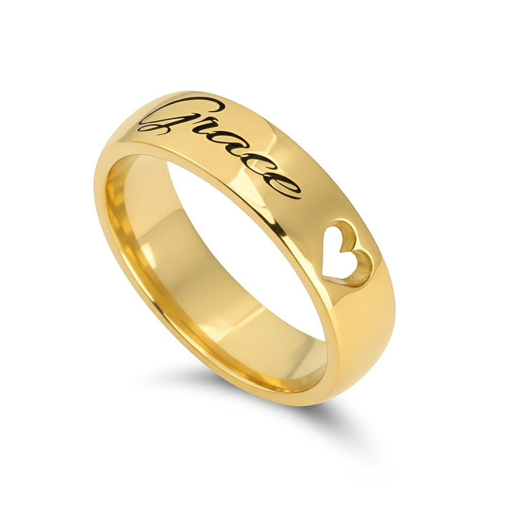 Personalized Engraved Ring With Cut Out Heart Personalized Engraved Ring With Cut Out Heart