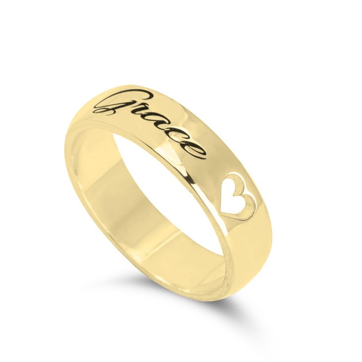 Personalized Engraved Ring with Cut Out Heart