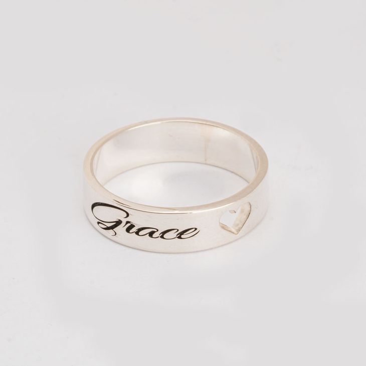 Personalized Engraved Ring with Cut Out Heart model