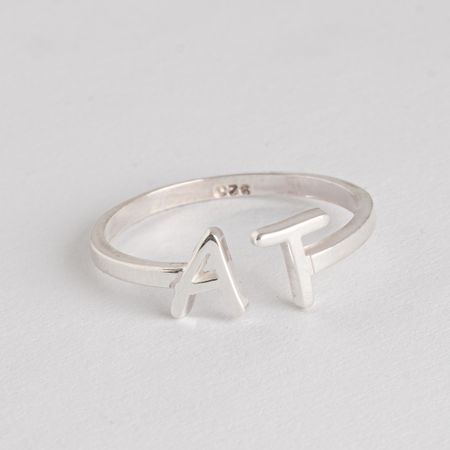 Dainty Double Initial Open Ring