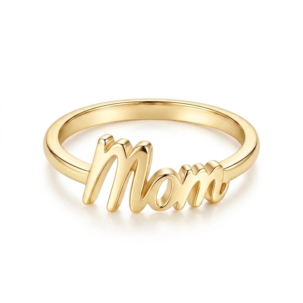  Anillo para Mamá con Diseño de Letra Cursiva - Chapado en Oro 24K
