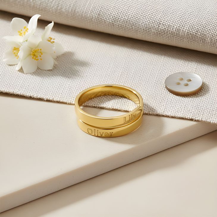 Custom Double Name Engraved Ring - Picture 2