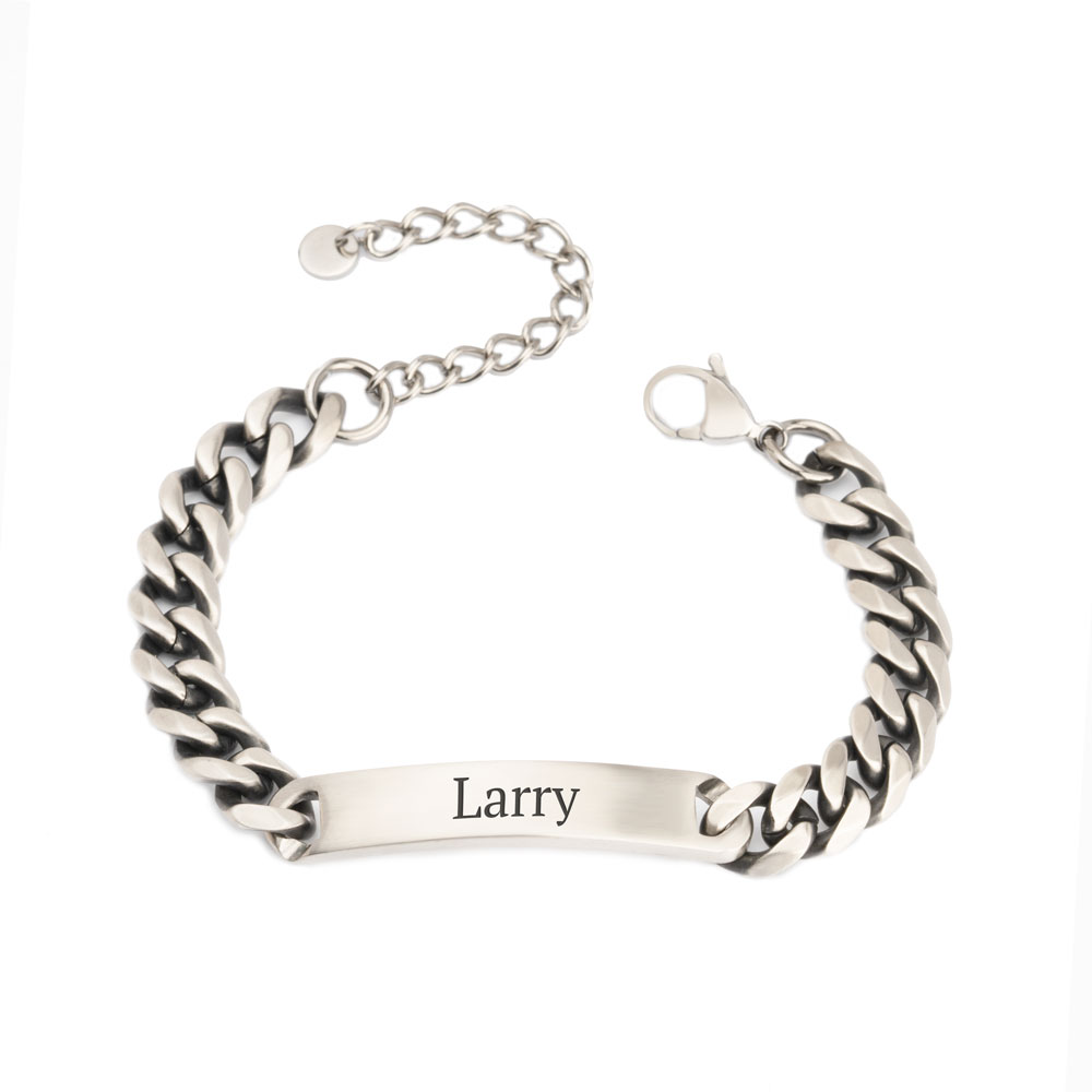 Custom Black Silver Bracelet For Him