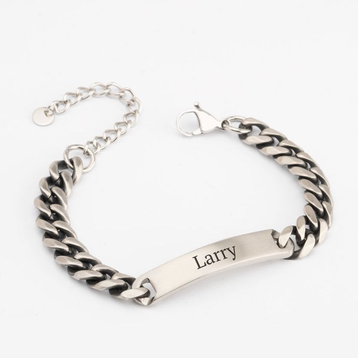 Custom Black Silver Bracelet For Him - Picture 2