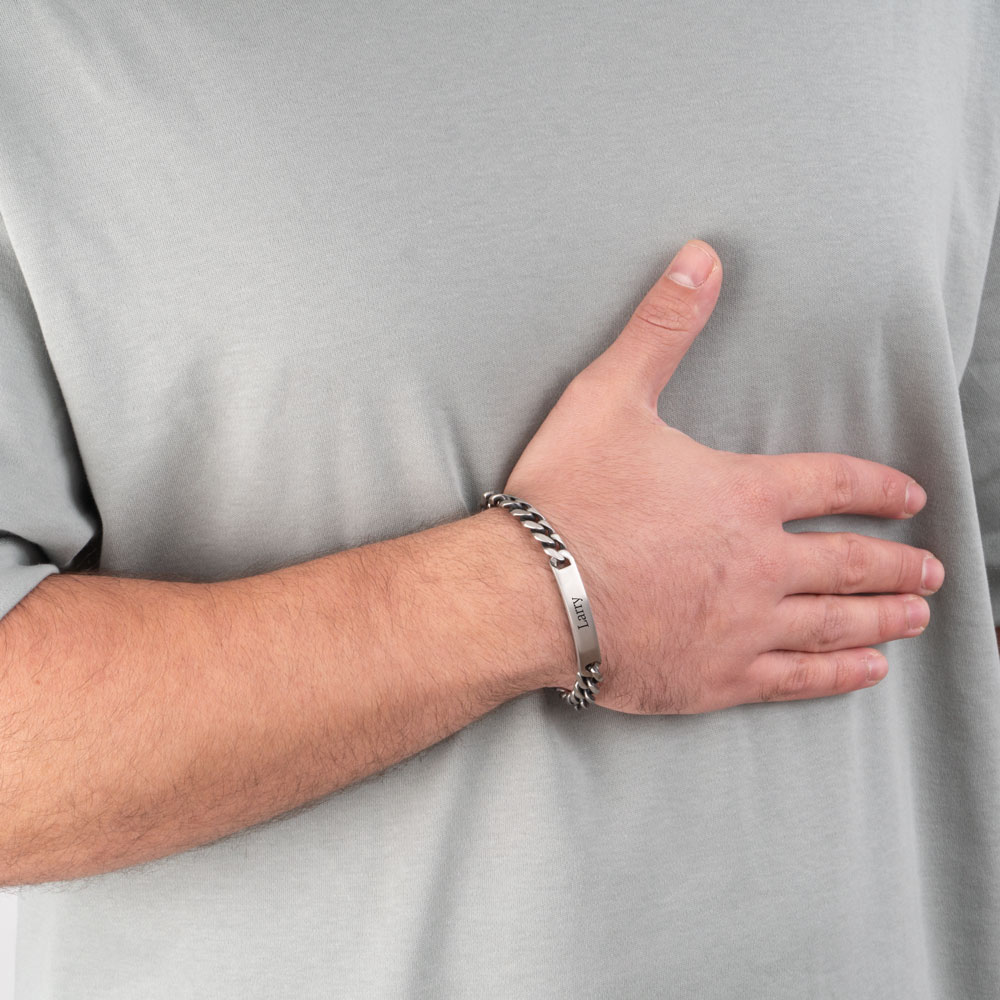 Custom Black Silver Bracelet For Him