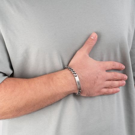 Custom Black Silver Bracelet For Him