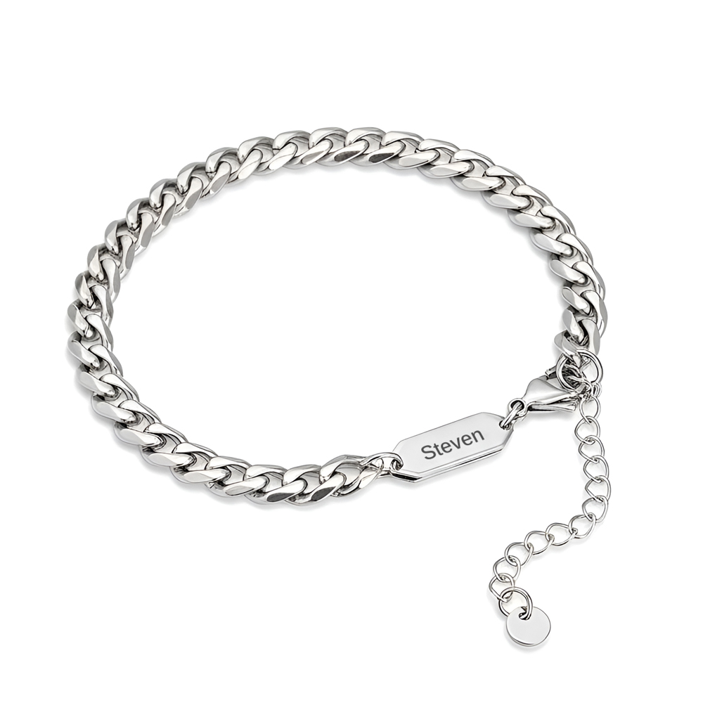 Men’s Engraved Cuban Link Bracelet