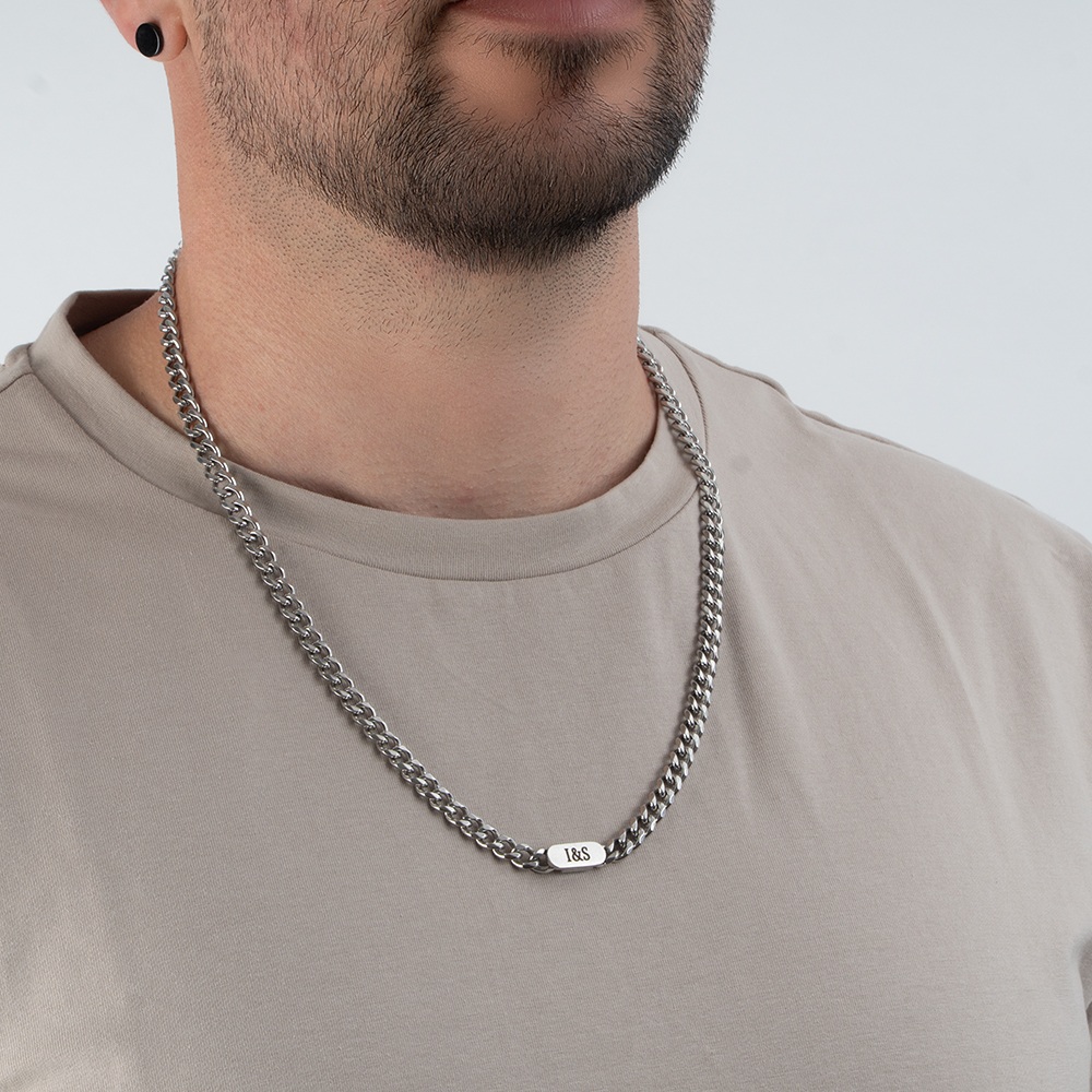 Curb Chain Necklace with Custom Plate