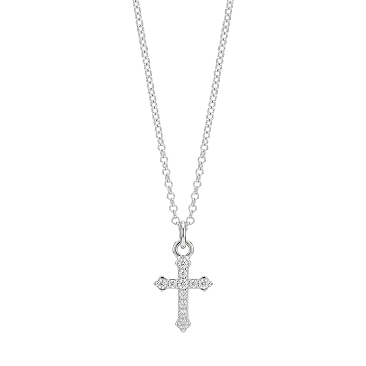 Dainty Cross Necklace with Zircon Stones