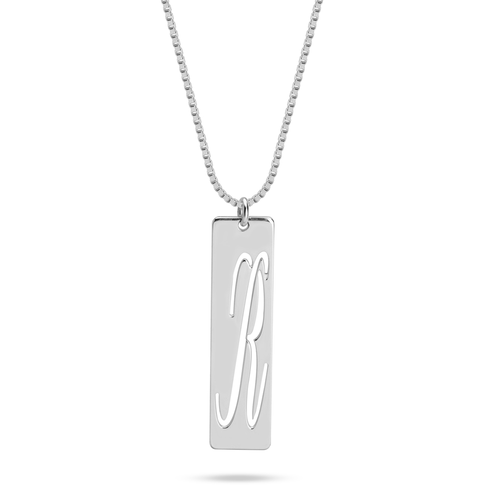 Cutout Initial Bar Necklace