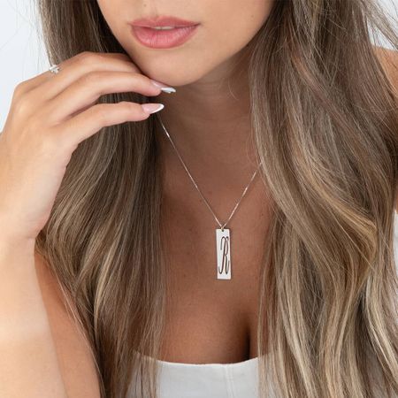 Cutout Initial Bar Necklace