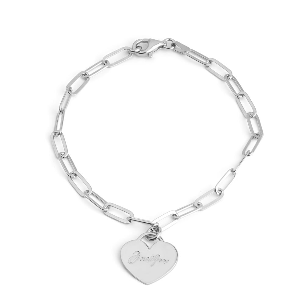 Personalized Heart Paperclip Bracelet
