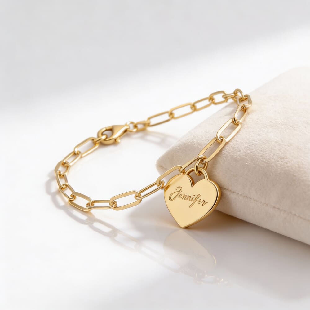 Personalized Heart Paperclip Bracelet